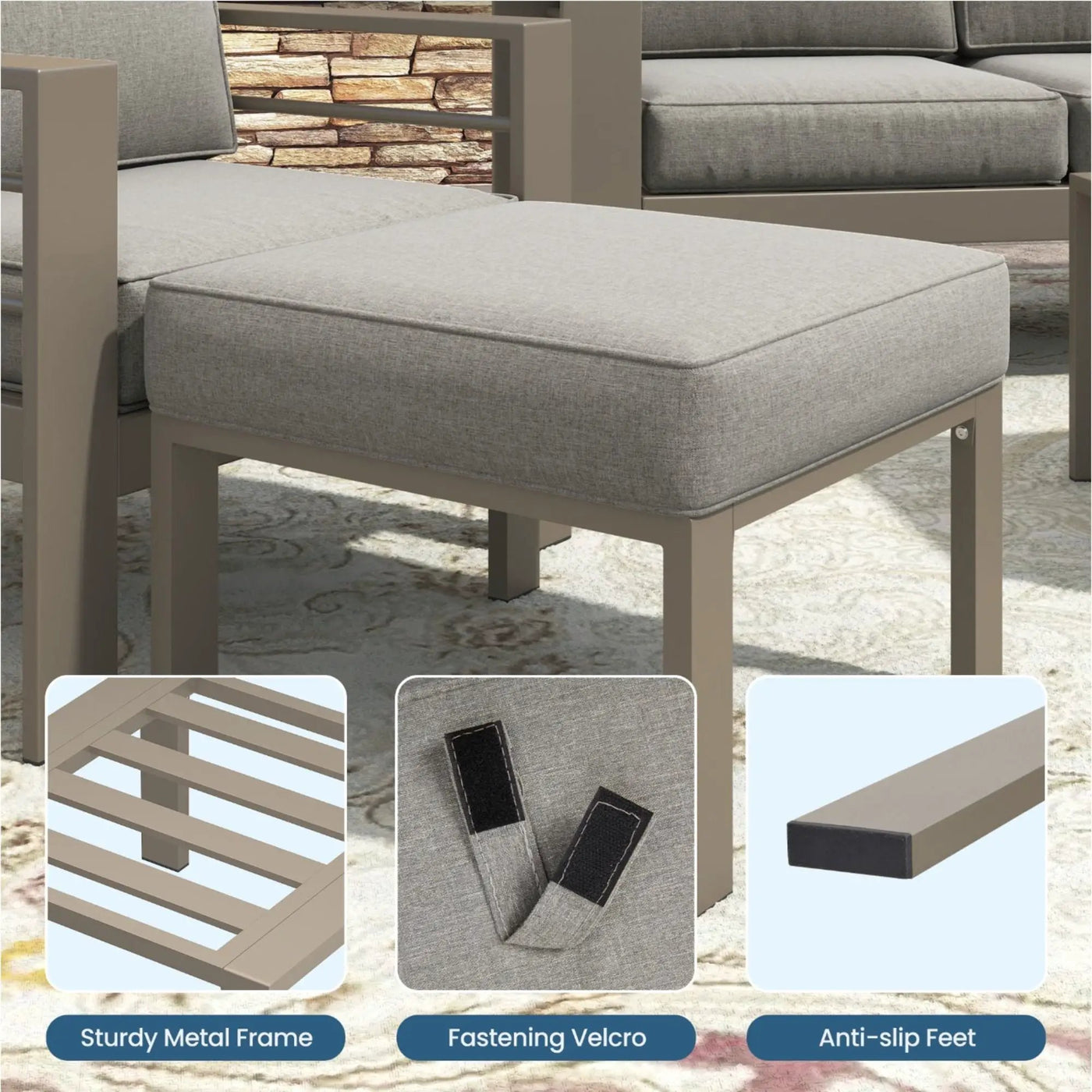 All-Weather Patio Ottomans With Thick Cushions (Set of 2) by HouseOfZazla