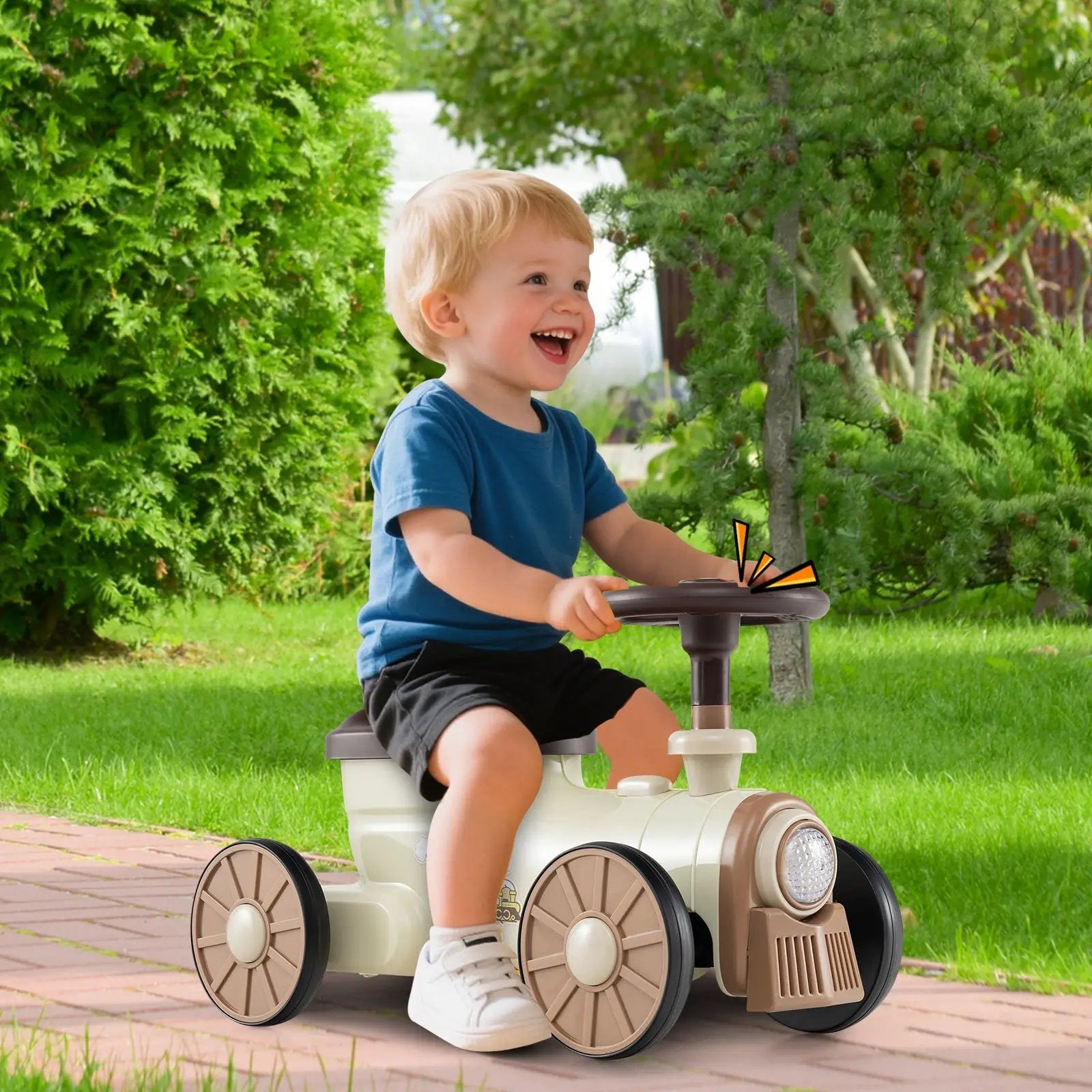 Ride on Toy with Steering Wheel and Train Whistle Sound Button by DirectDeals