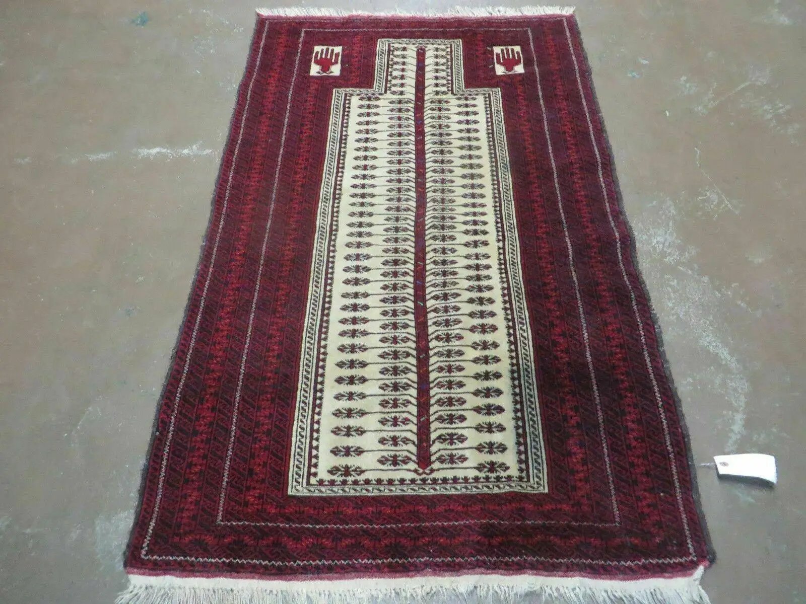 3' X 5' Antique Handmade Turkoman Balouchi Prayer Wool Rug Khamesh by Jewel Rugs