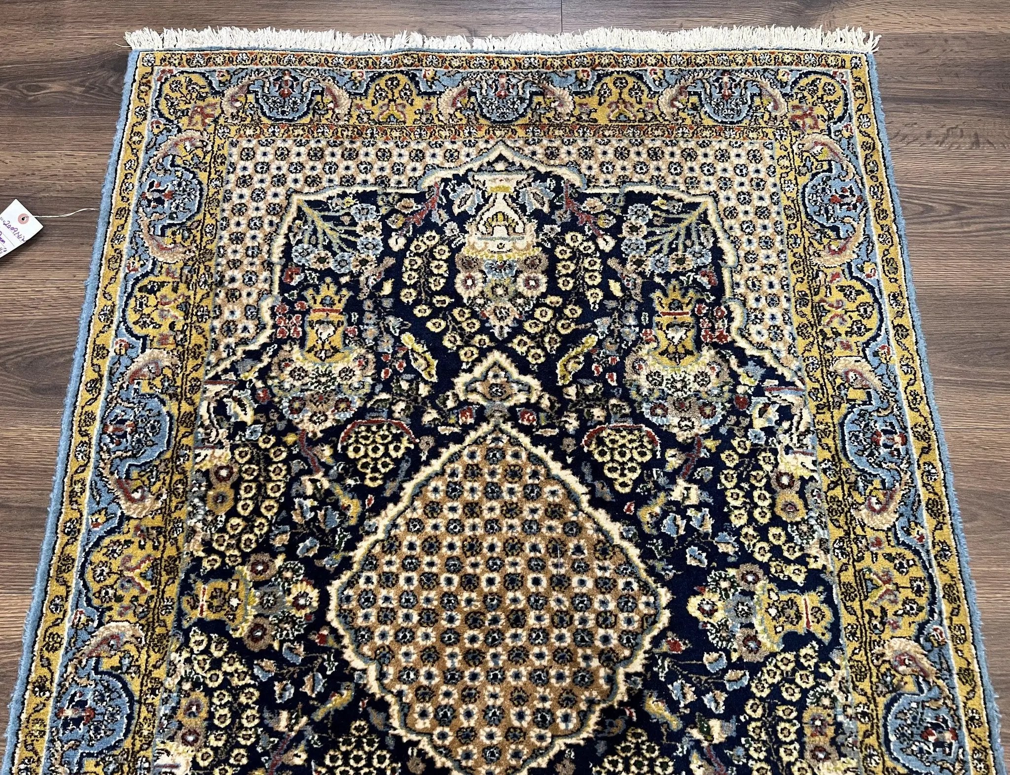 Fine Persian Qum Rug 3x5, Semi Antique Vintage Oriental Ghom Carpet, Floral Medallion, Highly Detailed, Hand Knotted, Navy Blue, Wool Area Rug, Birds by Jewel Rugs