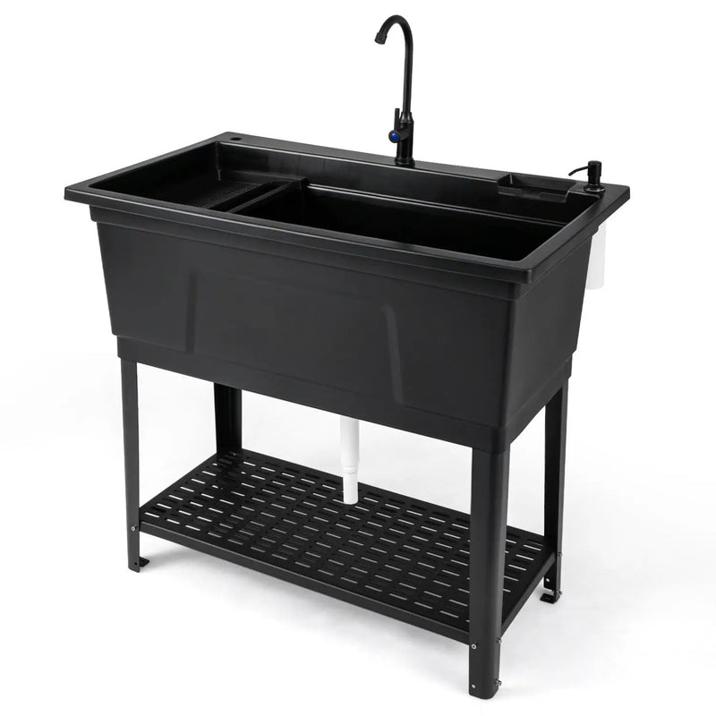 100L Utility Sink with Rotating Faucet and Storage Shelf by DirectDeals
