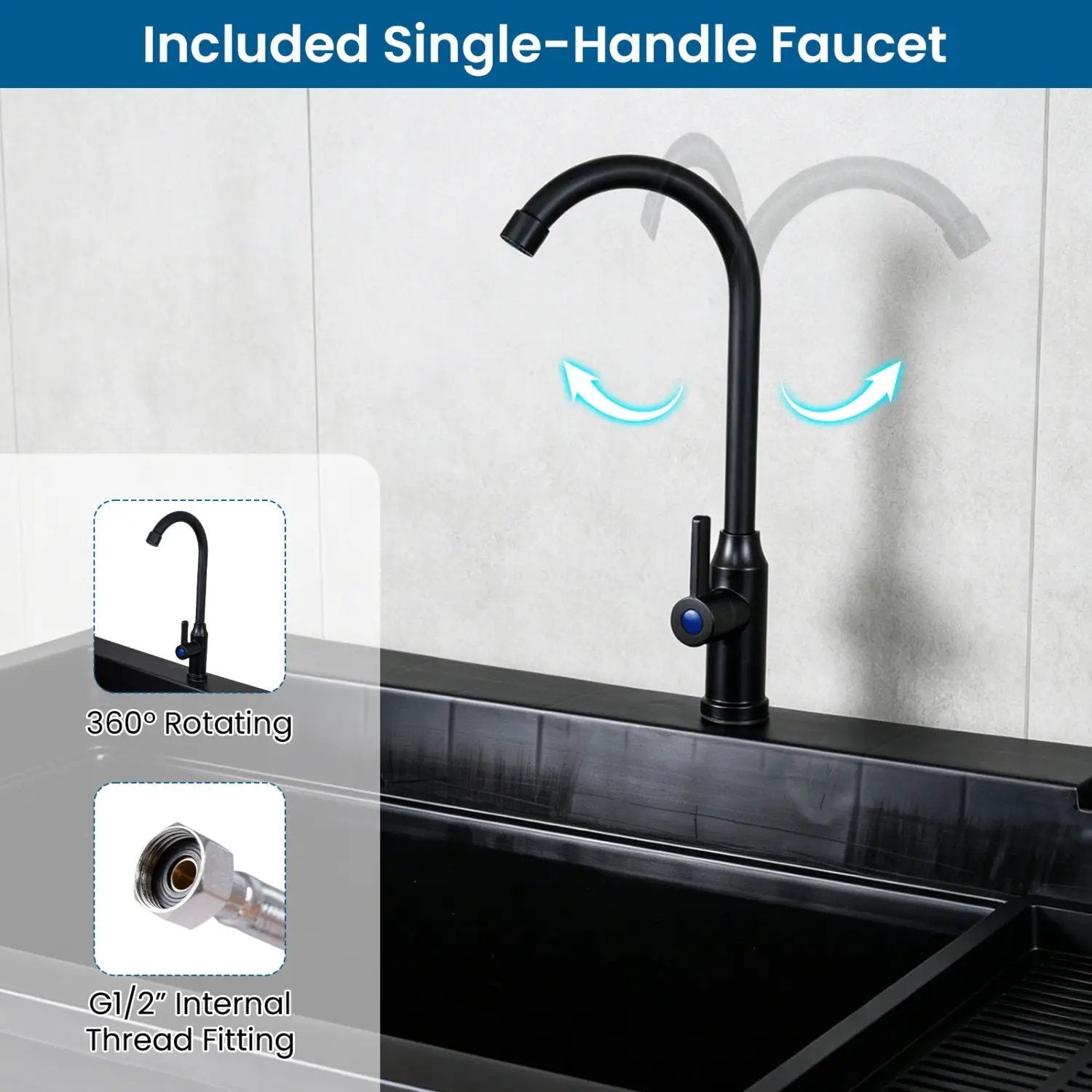 100L Utility Sink with Rotating Faucet and Storage Shelf by DirectDeals