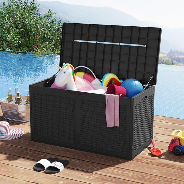 100 Gallon Resin Deck Box Outdoor Waterproof Storage Bench, photo 2 of 24