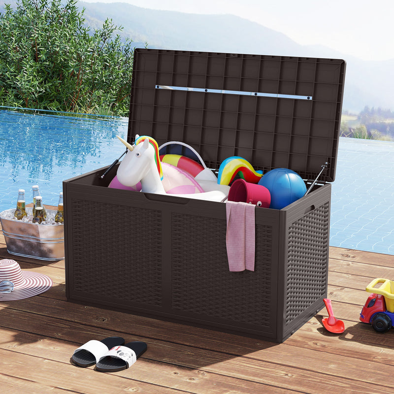 100 Gallon Resin Deck Box Outdoor Waterproof Storage Bench by DirectDeals