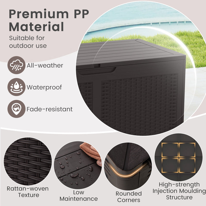 100 Gallon Resin Deck Box Outdoor Waterproof Storage Bench by DirectDeals