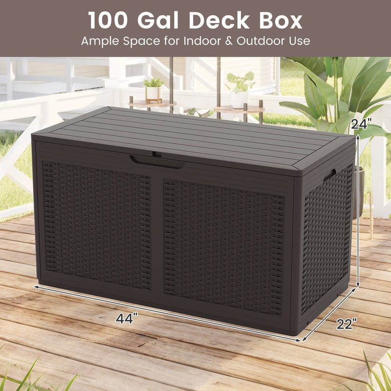 100 Gallon Resin Deck Box Outdoor Waterproof Storage Bench by DirectDeals