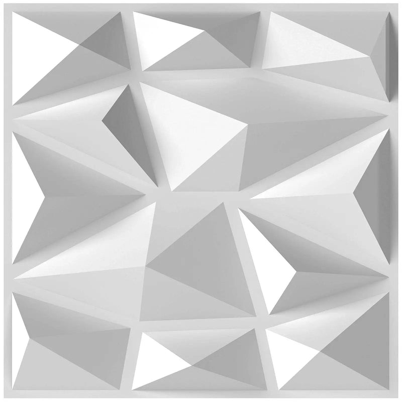 100-Pack 3D Wall Panels 12" x 12" PVC Interior Wall Decoration with Diamond Accent-White by DirectDeals