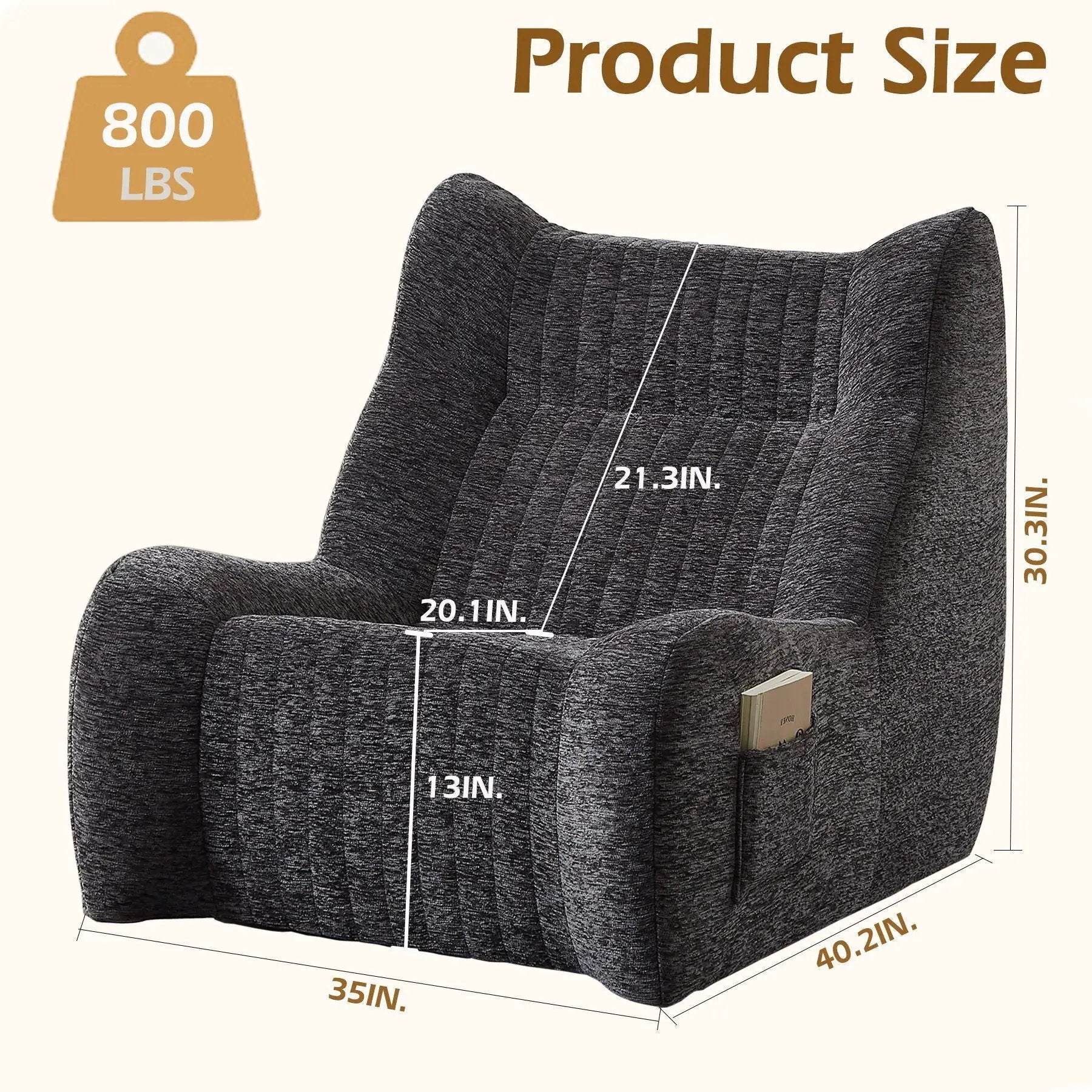 Bean Bag Chair, Lazy Floor Sofa Couch - Gray by HouseOfZazla