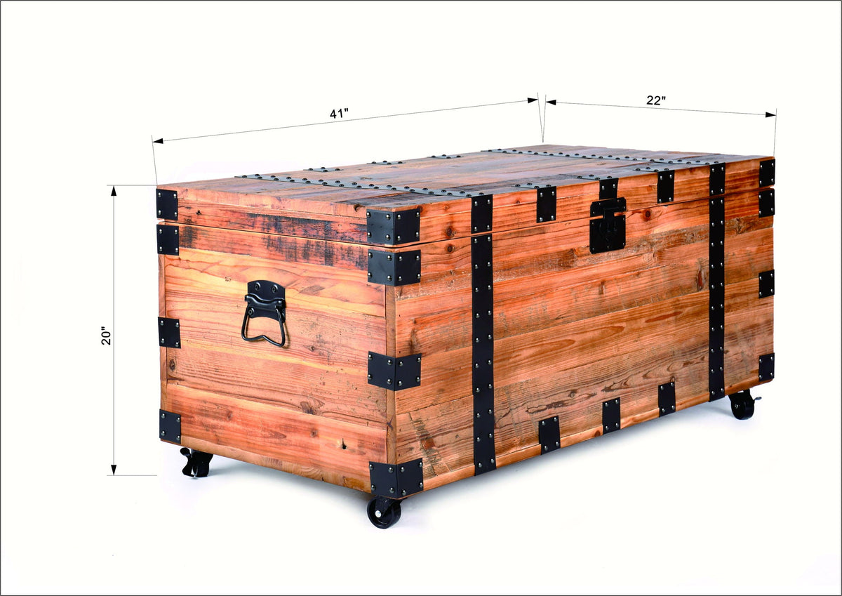 Trunk Table with Four Wheel Large Capacity Storage Coffee Table - Natural / Black, photo 4 of 5