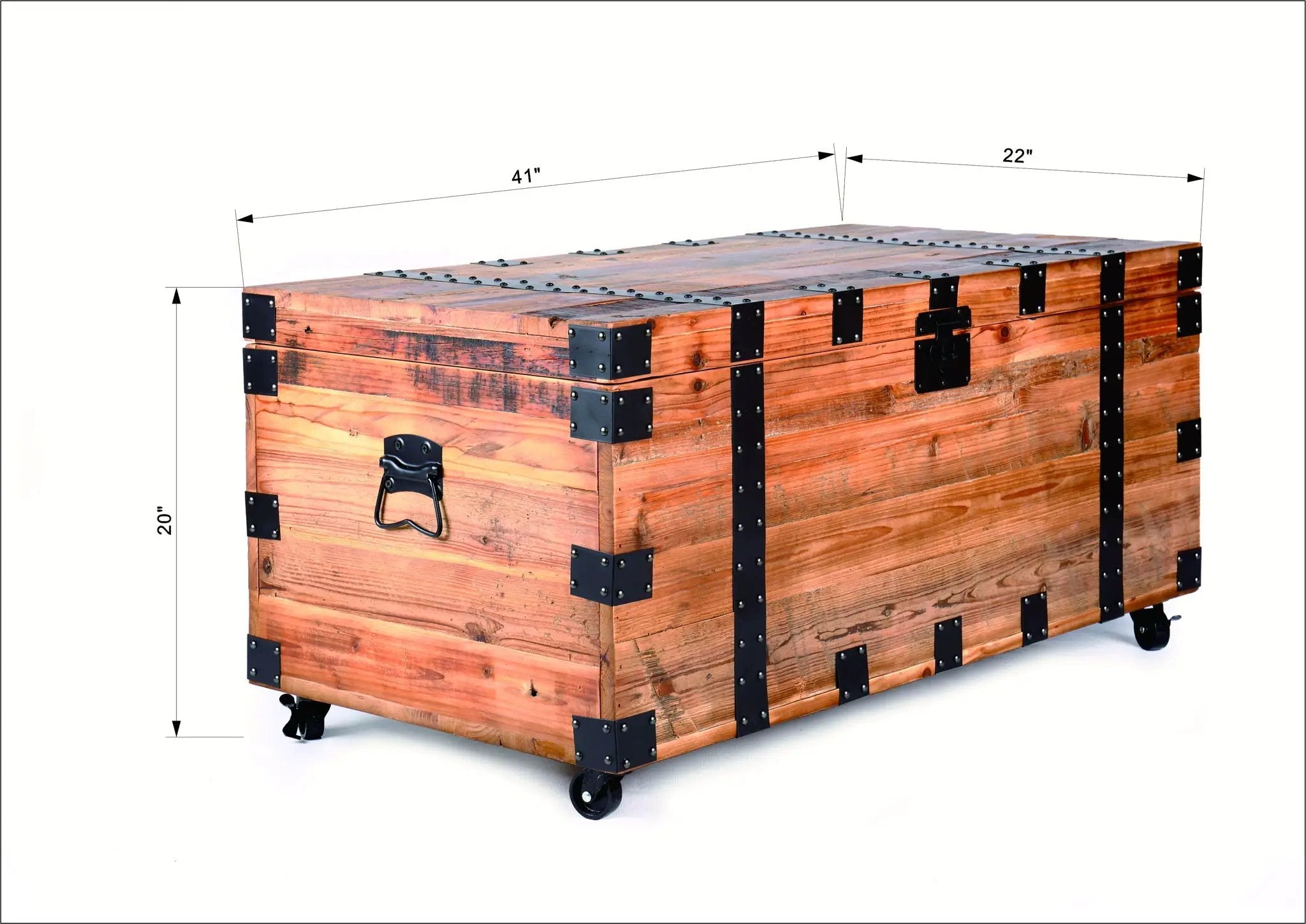 Trunk Table With Four Wheel Large Capacity Storage Coffee Table - Natural / Black by HouseOfZazla
