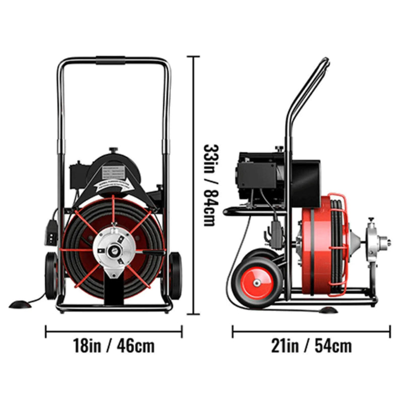 [100FTX3/8"] Electric Sewer Drain Cleaner Snake Clog Machine W/ Cutter (SAK53785) by SAKSBY WHOLESALE