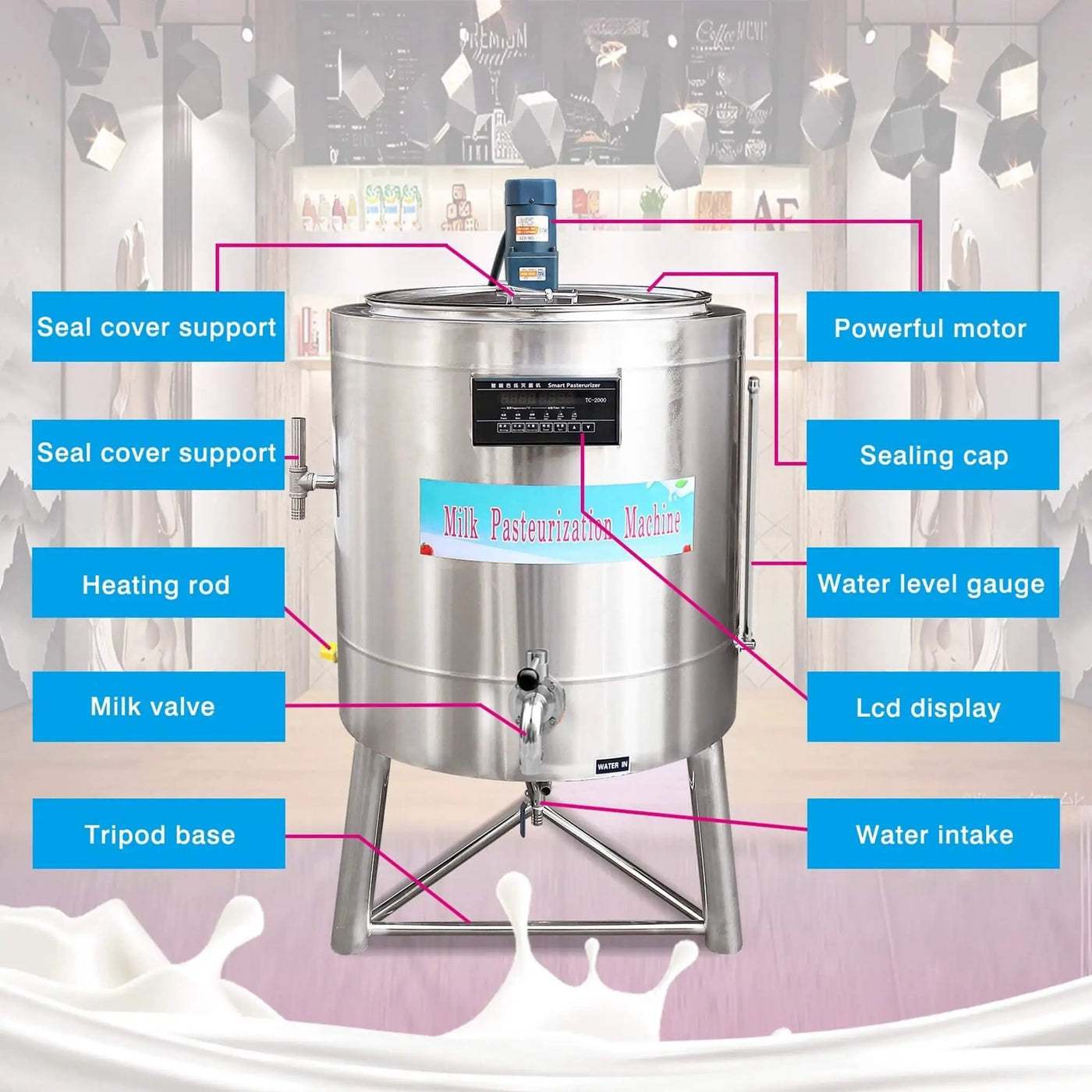 Heavy-Duty 220V Stainless Steel Commercial Milk And Ice Cream Mix Pasteurizer Machine [Without Plug] (SAK81320) by SAKSBY WHOLESALE