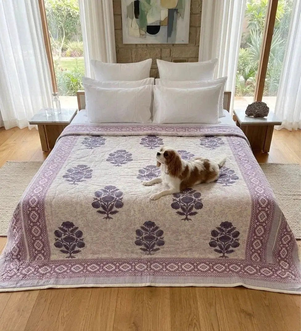 100% Cotton Muslin Reversible Comforter | Hypoallergenic Jaipur Hand Block Print by House Of Avana