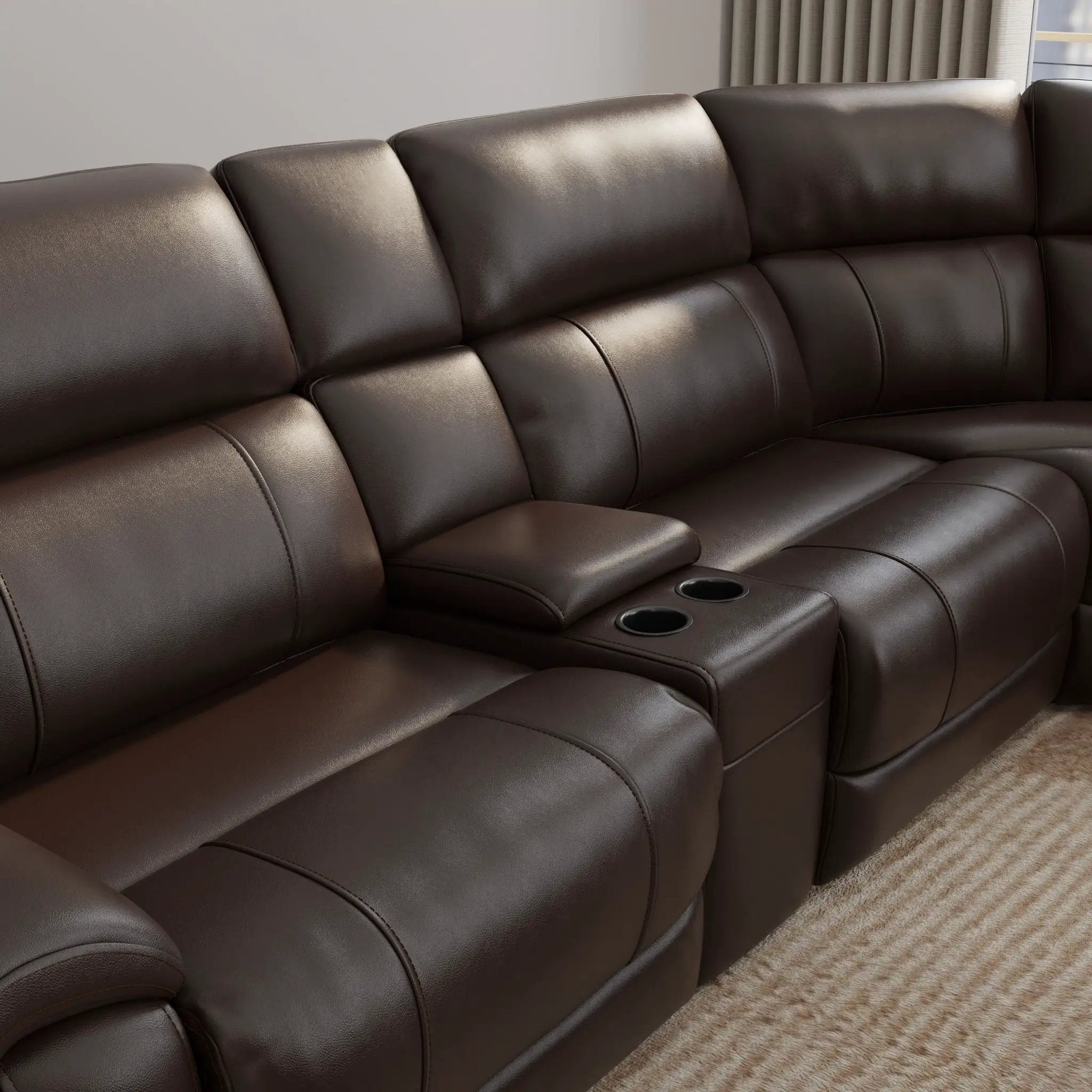 Brazil - Power Sectional With Adjustable Headrest & Footrest - Dark Brown by Unique Piece Furniture
