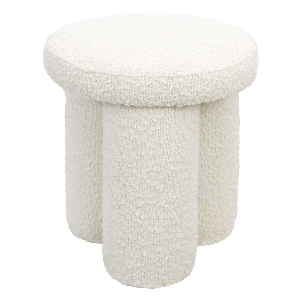 Ivory Accent Stool with Sherpa Upholstery - Wesley