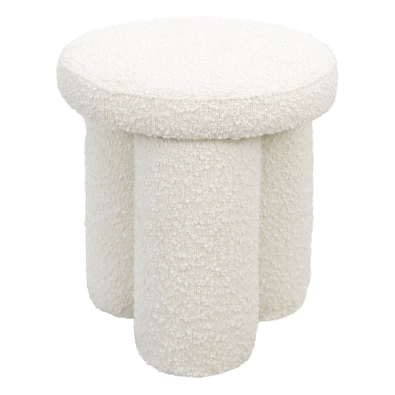 Ivory Accent Stool with Sherpa Upholstery - Wesley