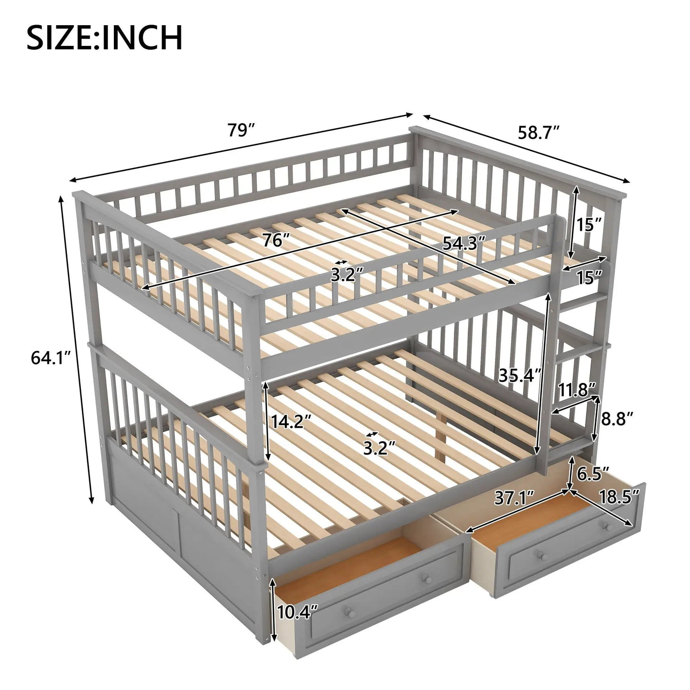 Bunk Bed With Drawers, Convertible Design by HouseOfZazla