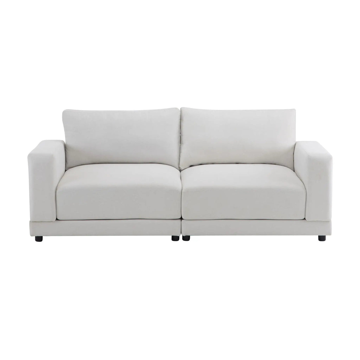 Modern Square Arm Sofa With Soft Fabric Upholstery, Deep Cushions by HouseOfZazla