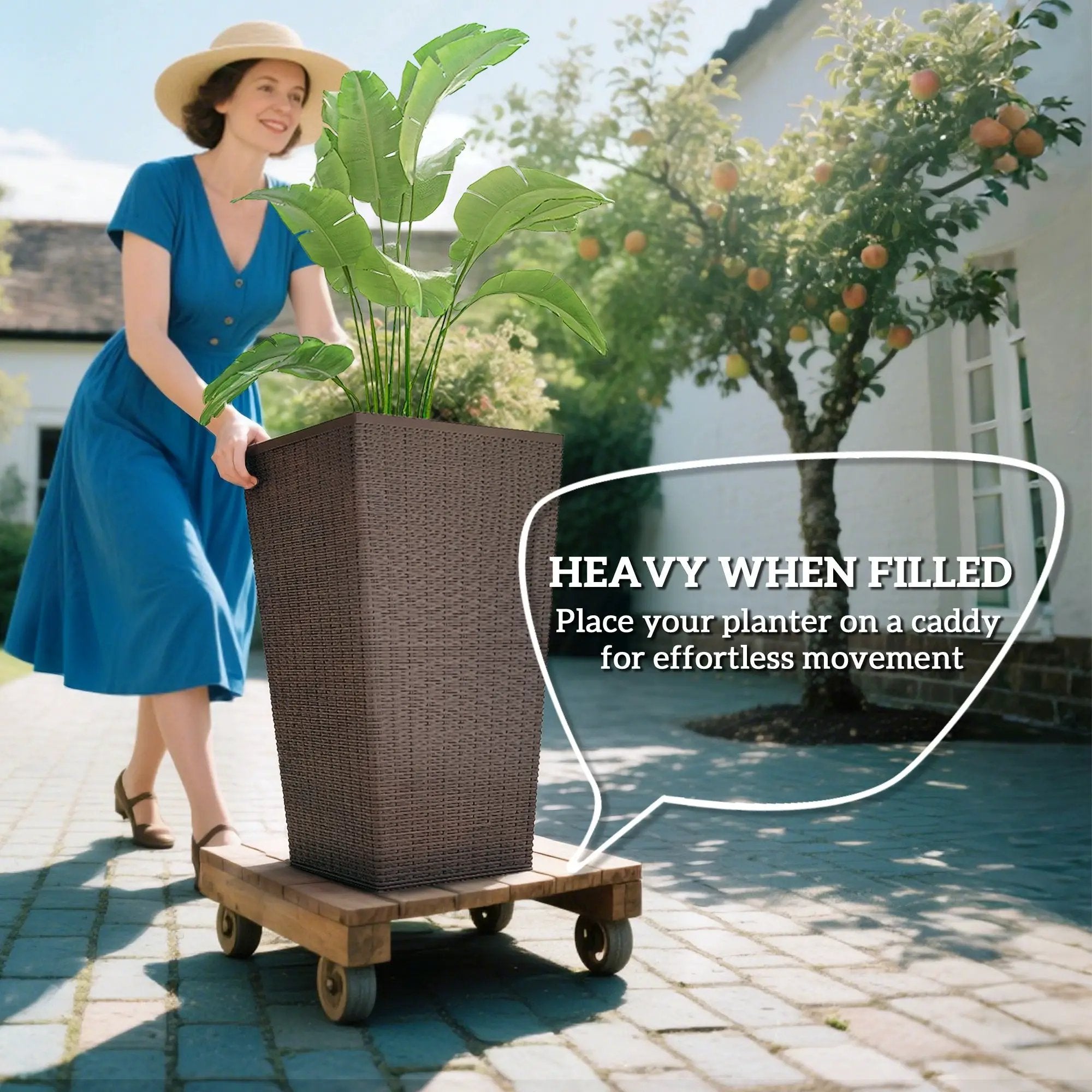 Outdoor Flower Plant Pots, Set of 3 Tall Planters with Drainage Hole by HouseOfZazla