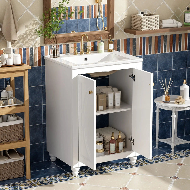 Bathroom Vanity With Ornate Elliptical Motif, Soft Close Hinges by Unique Piece Furniture