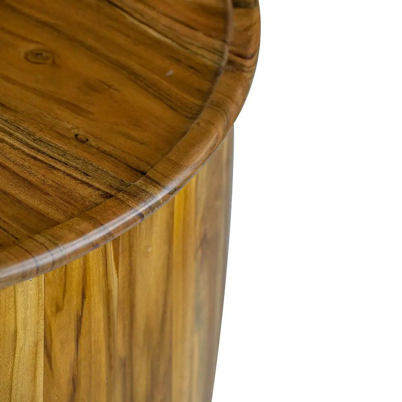 Drum Side Table With Tray Style Top - Brown by HouseOfZazla