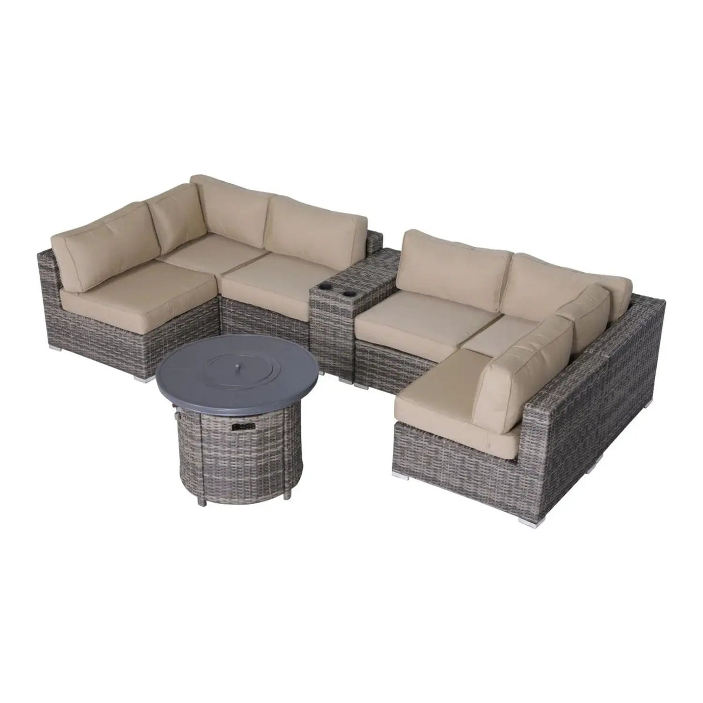 Wicker Outdoor Lounge Set With Cushions And Fire Pit by Unique Piece Furniture