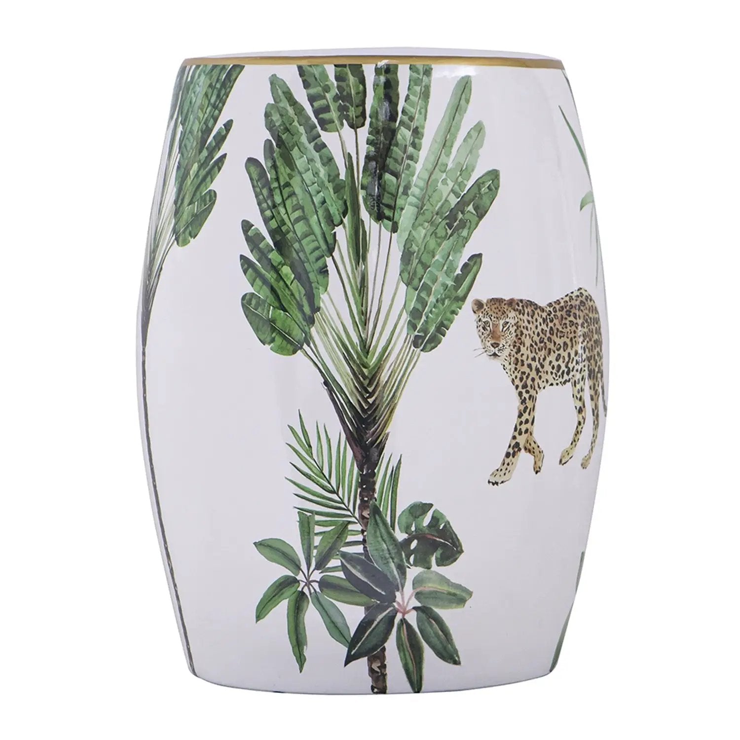 13x13x18 Ceramics Garden Stool Jungle-Themed Accent Side Table by HouseOfZazla