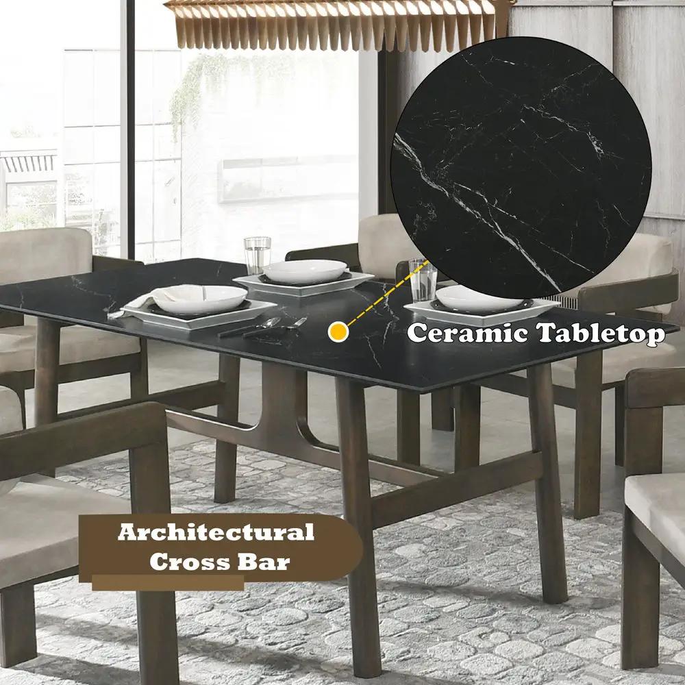 Destin - Dining Table - Sintered Stone & Walnut by Unique Piece Furniture