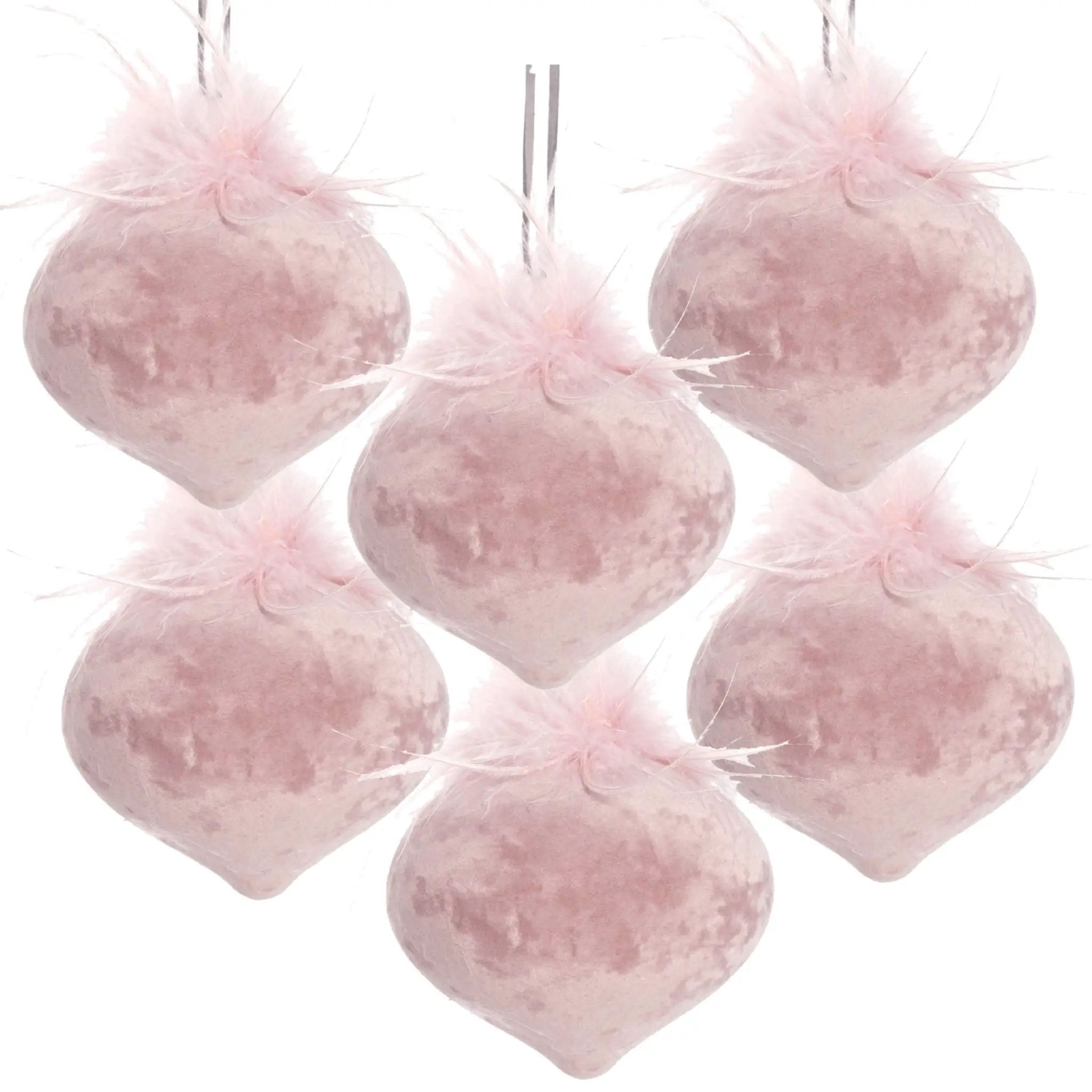 Christmas Ball Ornaments, Glass Decorative Hanging Ball Christmas Tree Ornaments For Holiday Party Decorations (Set of 6) - Pink by HouseOfZazla