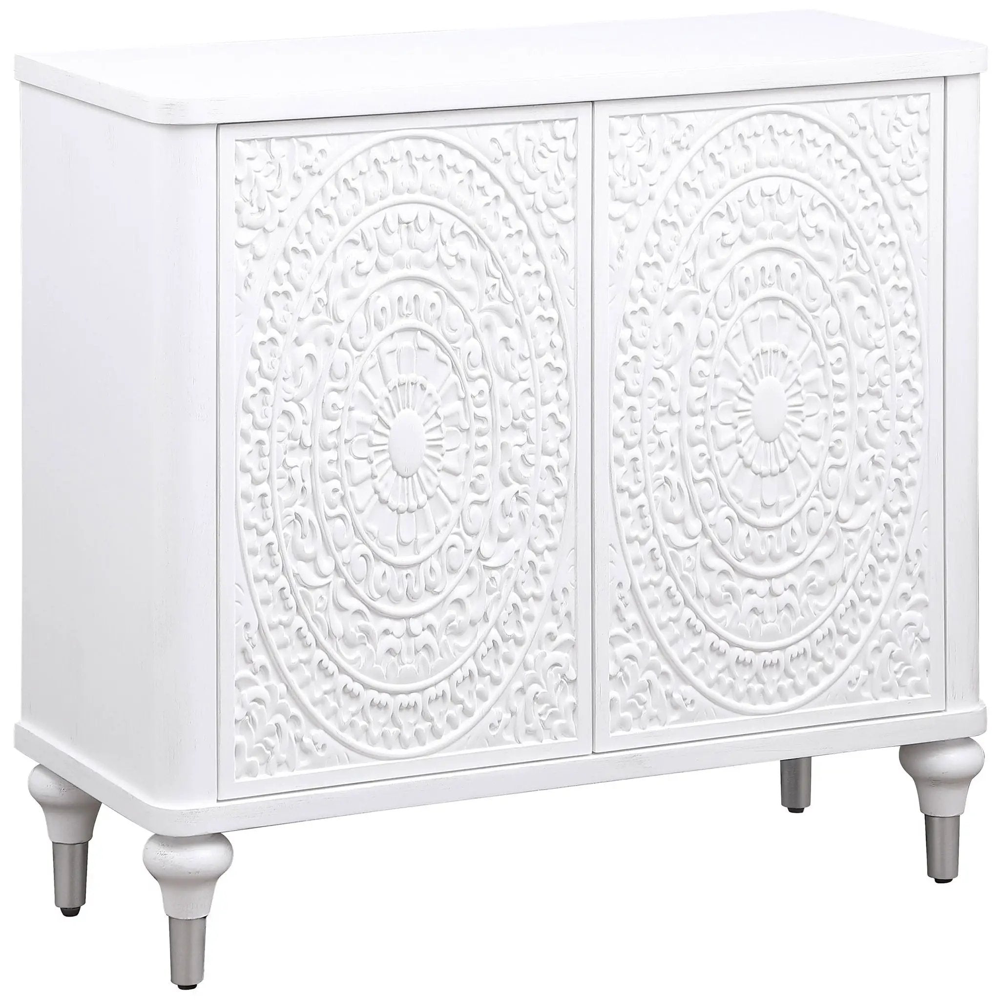 Angus - 2 Door Mandala Accent Cabinet - White by HouseOfZazla