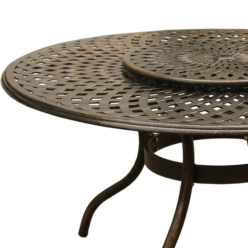 Outdoor Modern Aluminum 59-in Round Patio Dining Table with Lazy Susan by Sharicks