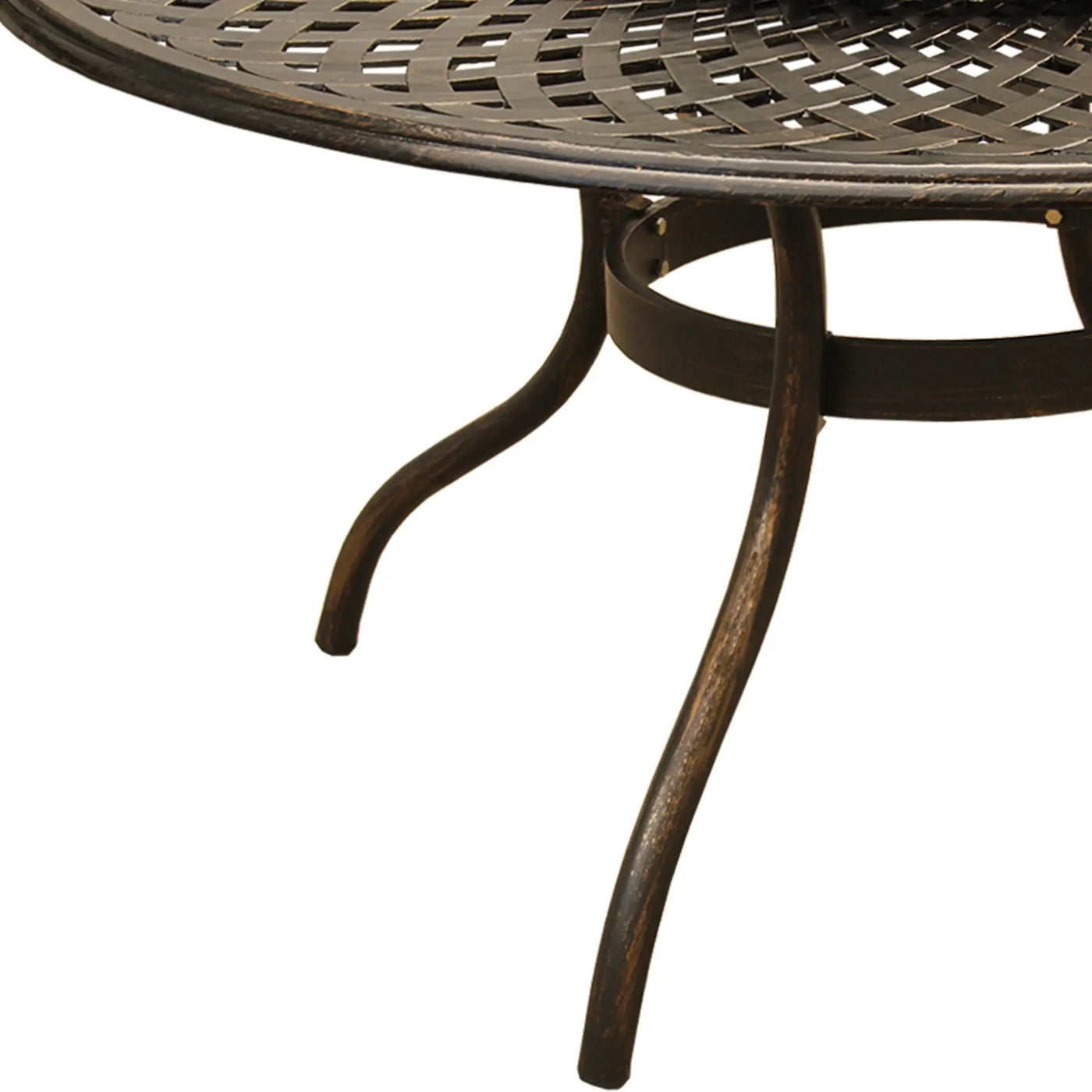 Outdoor Modern Aluminum 59-in Round Patio Dining Table with Lazy Susan by Sharicks