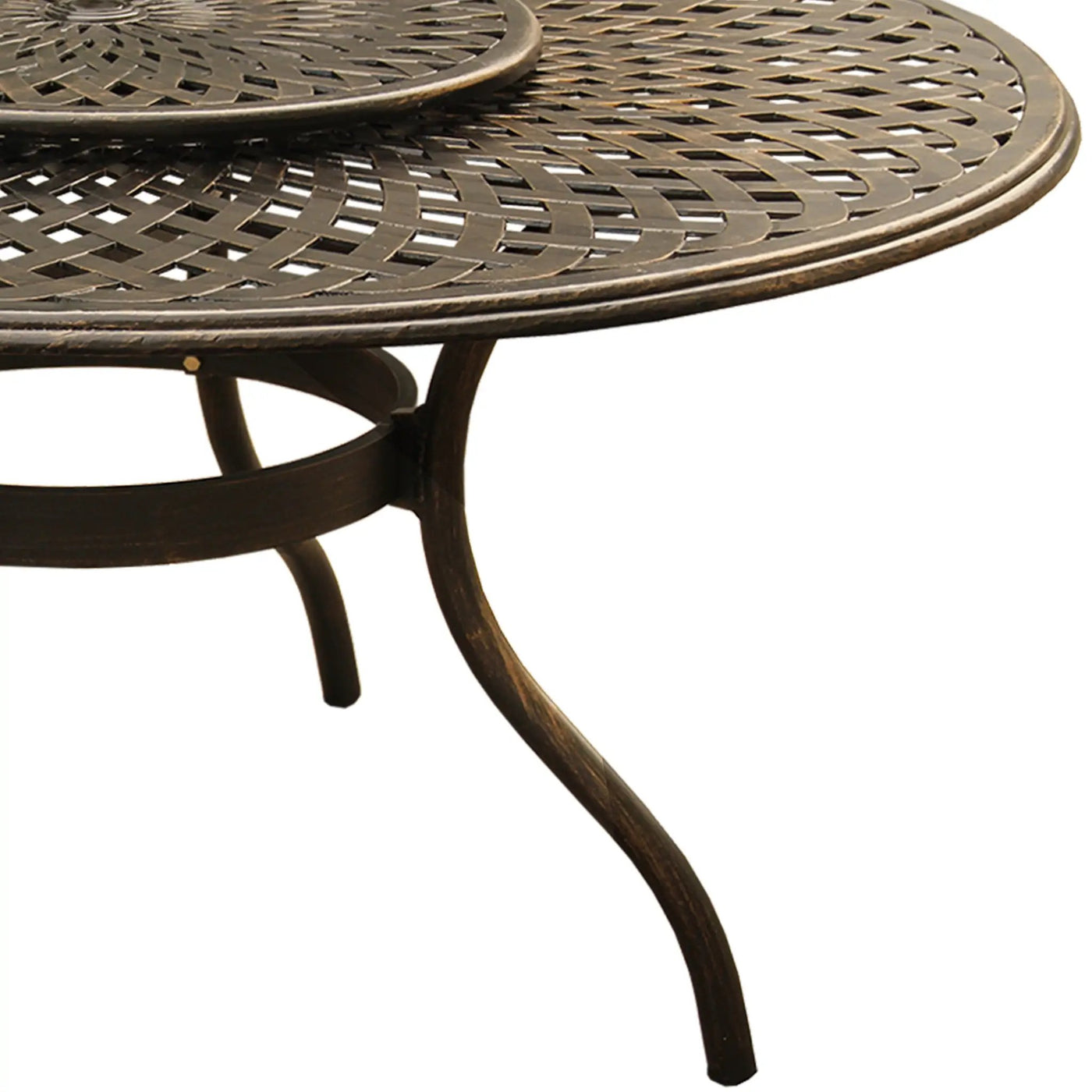 Outdoor Modern Aluminum 59-in Round Patio Dining Table with Lazy Susan by Sharicks