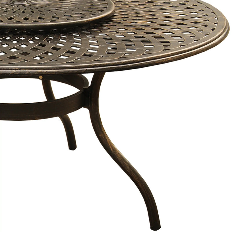 Outdoor Modern Aluminum 59-in Round Patio Dining Table with Lazy Susan by Sharicks
