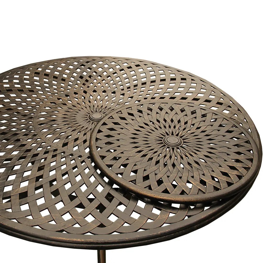 Outdoor Aluminum 7pc Round Patio Dining Set with Lazy Susan, Six Chairs by Sharicks