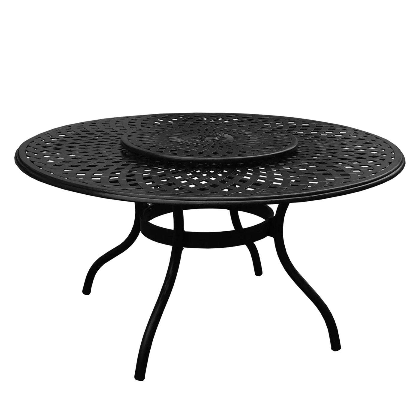 Outdoor Aluminum 7pc Round Patio Dining Set, Lazy Susan, Six Chairs by Sharicks