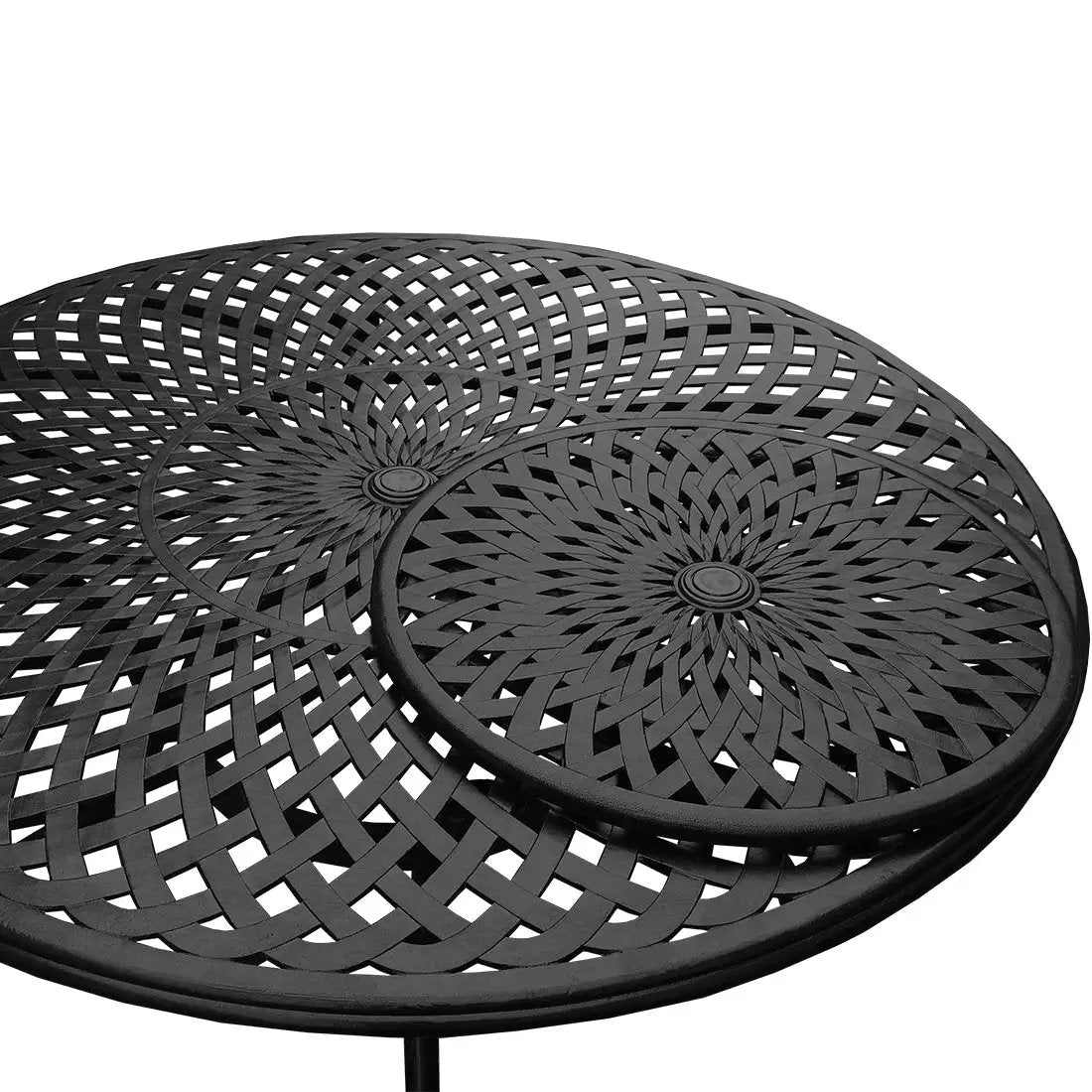 Outdoor Aluminum 7pc Round Patio Dining Set with Lazy Susan, Six Chairs by Sharicks