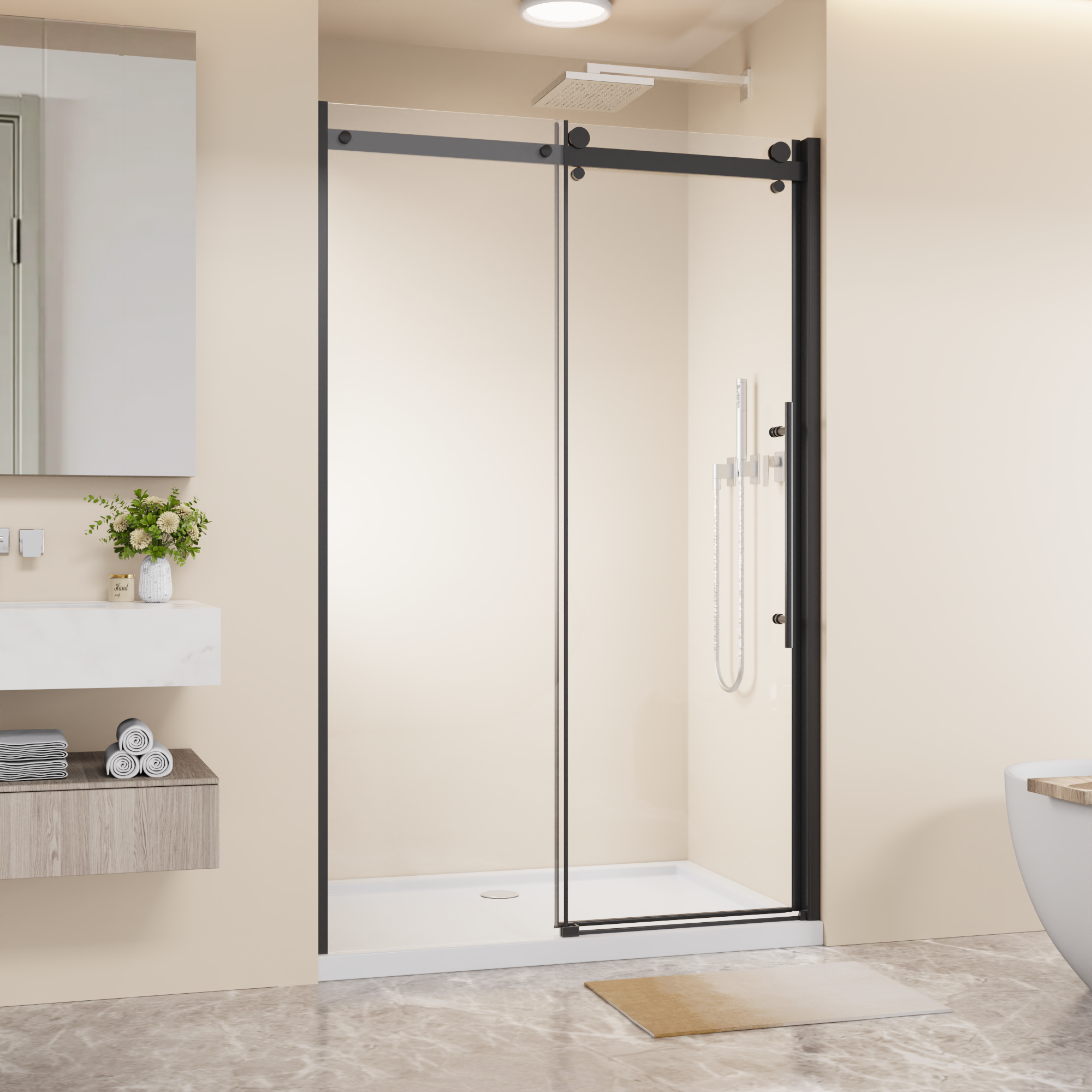 48 in W x 72 in H Frameless Sliding Shower Door by HouseOfZazla