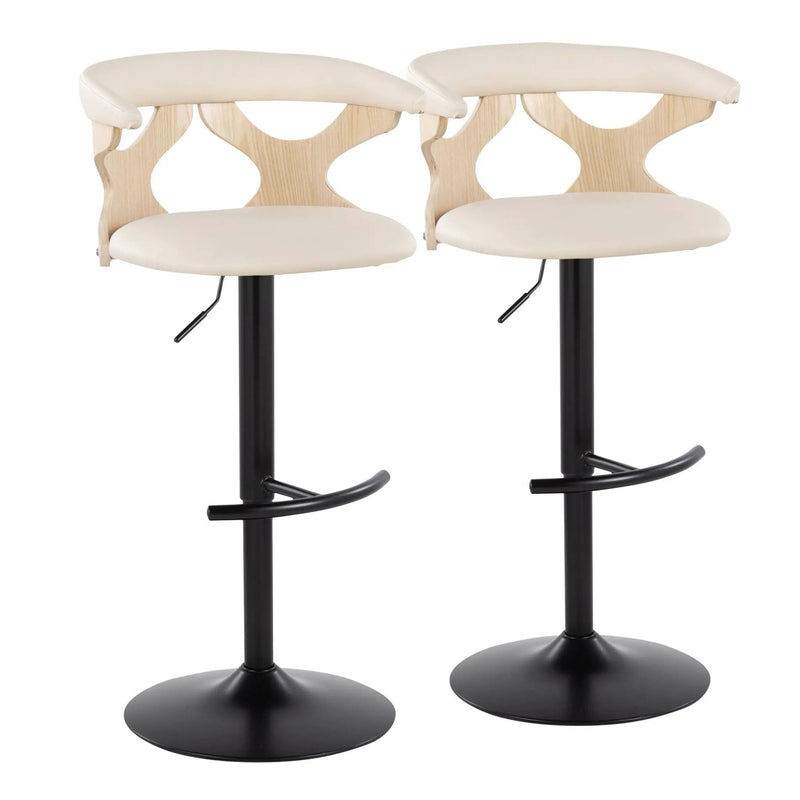 Gardenia - Contemporary Adjustable Barstool With Swivel With Rounded T Footrest (Set of 2) by Unique Piece Furniture