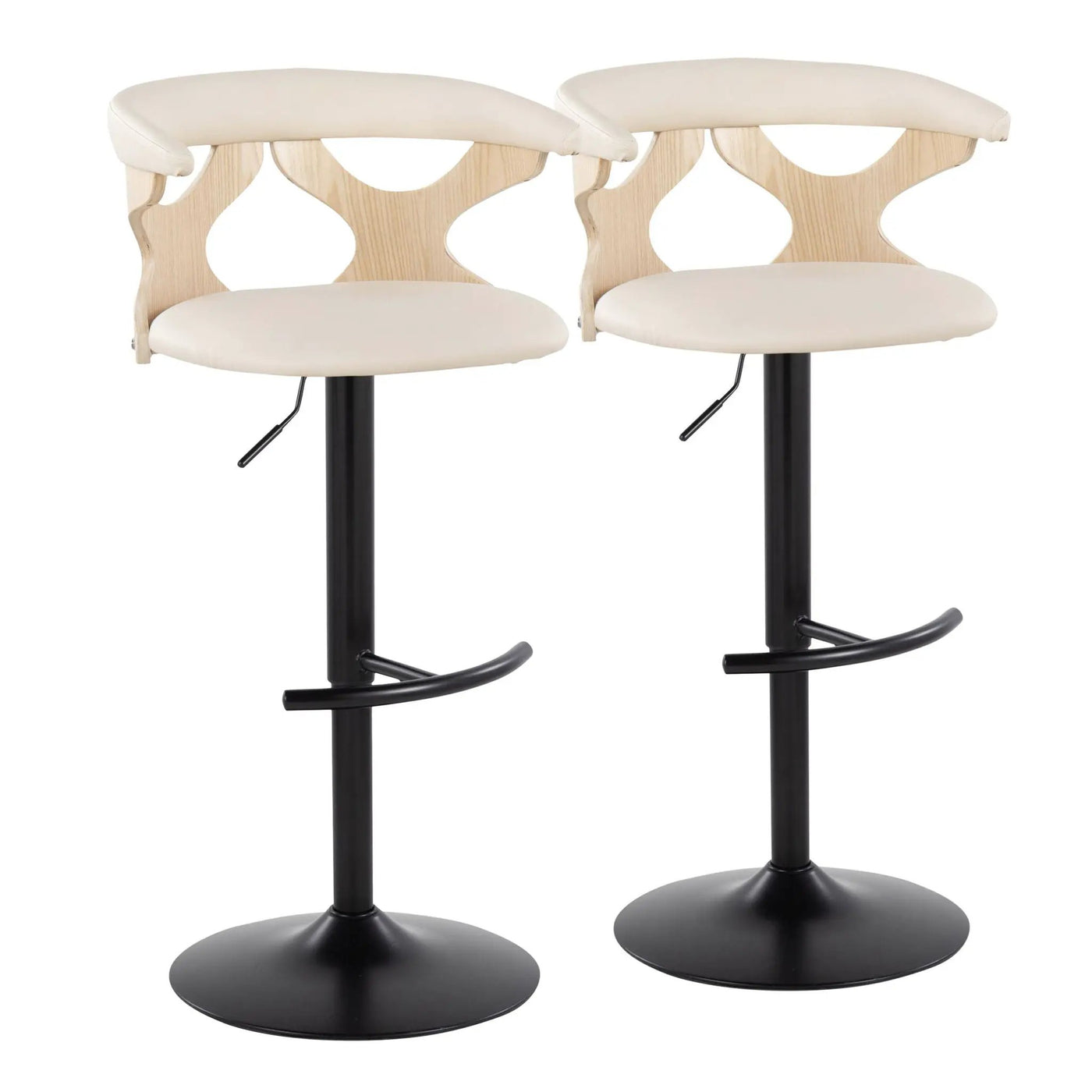 Gardenia - Contemporary Adjustable Barstool With Swivel With Rounded T Footrest (Set of 2) by HouseOfZazla