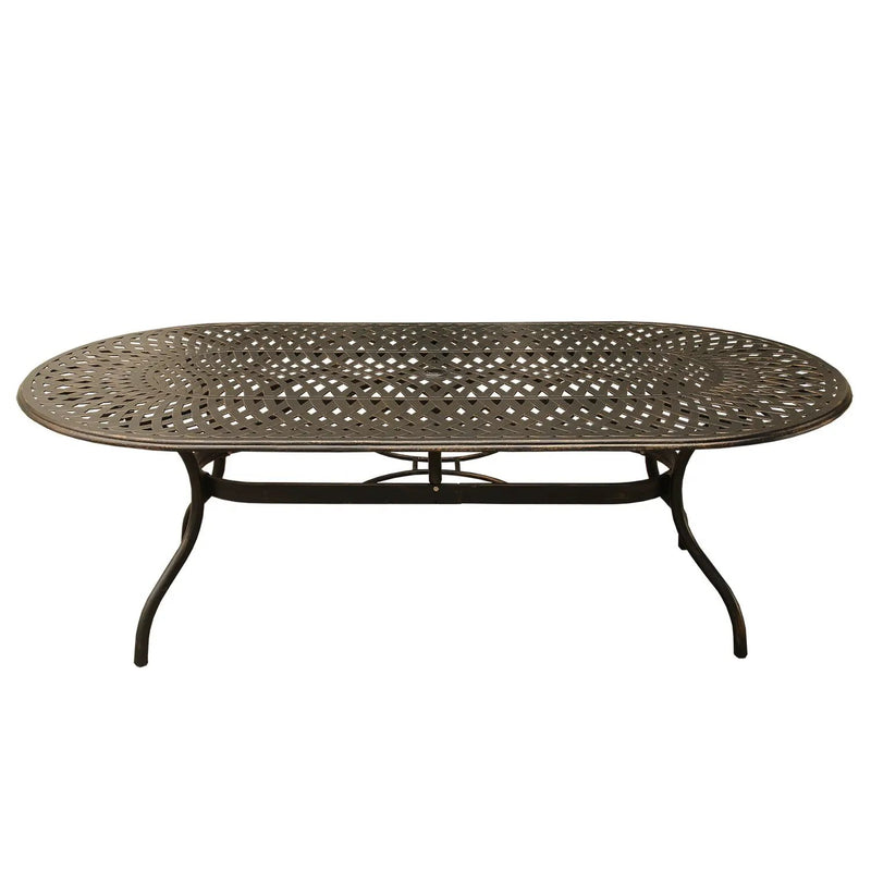 Outdoor Aluminum 9pc Large Oval Patio Dining Set Eight Chairs by Sharicks