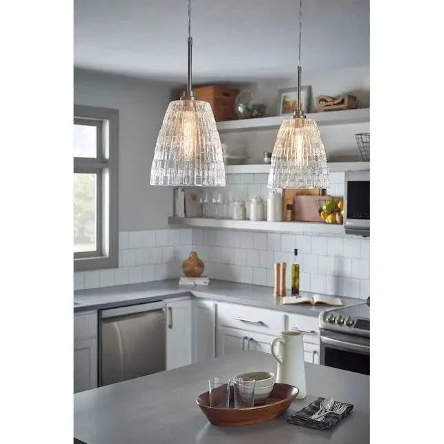 Kichler Brushed Nickel Transitional Clear Glass Cone Mini Pendant Light Item #1048247 by Selzalot