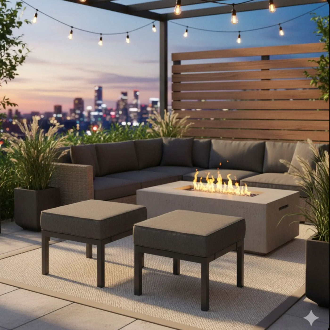 Patio Ottomans With Cushions, All-Weather Footrests (Set of 2) by HouseOfZazla