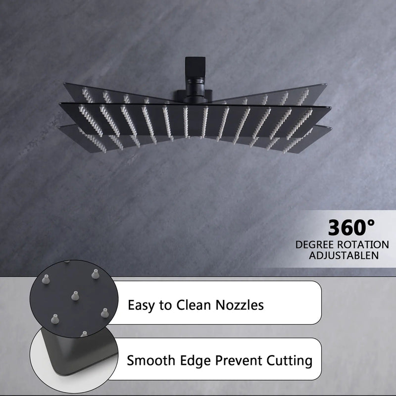 12" Ceiling Mount Shower System With Rain Mixer And Handheld Shower by HouseOfZazla