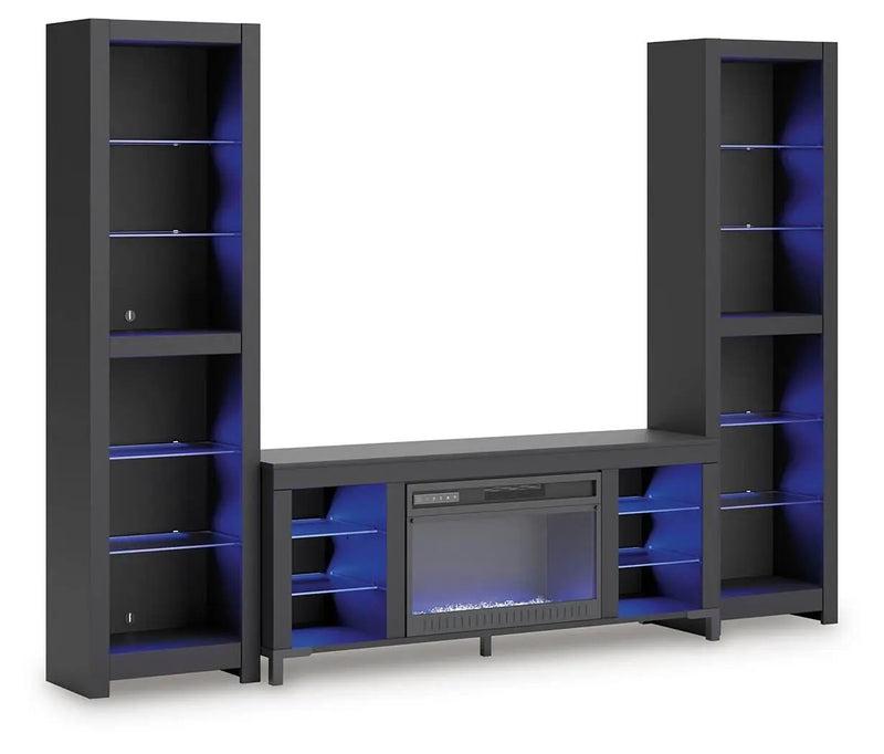 Cayberry - 3-Piece Entertainment Center With Electric Fireplace - Black by Unique Piece Furniture