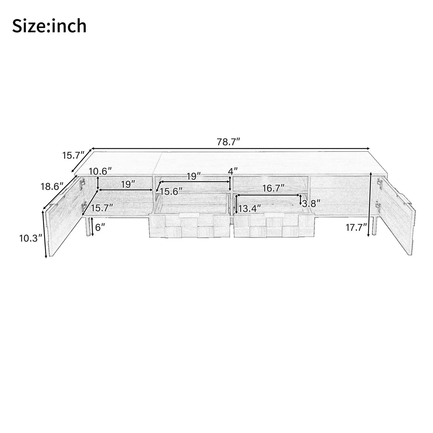 TV Stand With 2 Drawers, Media Console Table, Storage Cabinet With Cable Management by HouseOfZazla