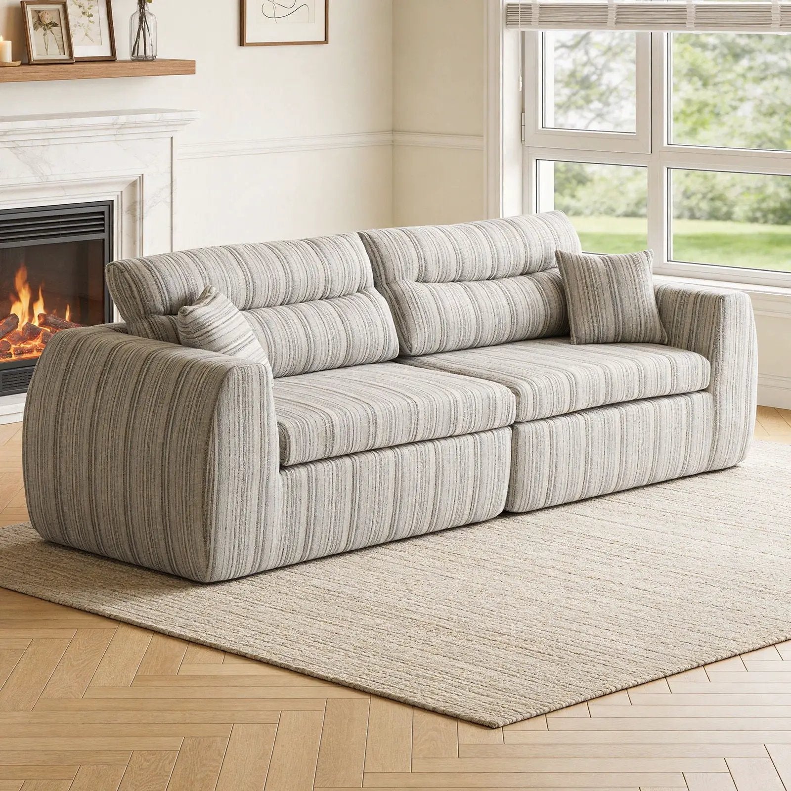 3 Seater, Couch With Throw Pillows For Living Room by Unique Piece Furniture