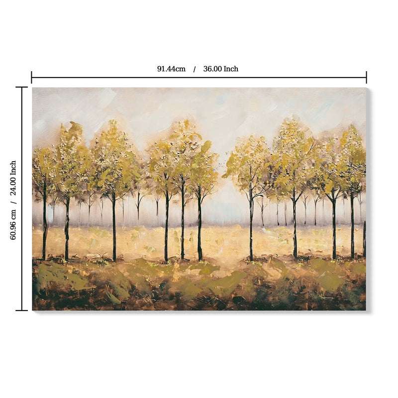 Wall Art Decor Canvas Print Autumn Embellishments Plant Forest Abstract Tree - Tan Leaves by Unique Piece Furniture