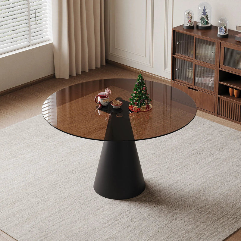 Round Dining Table for 2-4 People - Black / Brown by HouseOfZazla