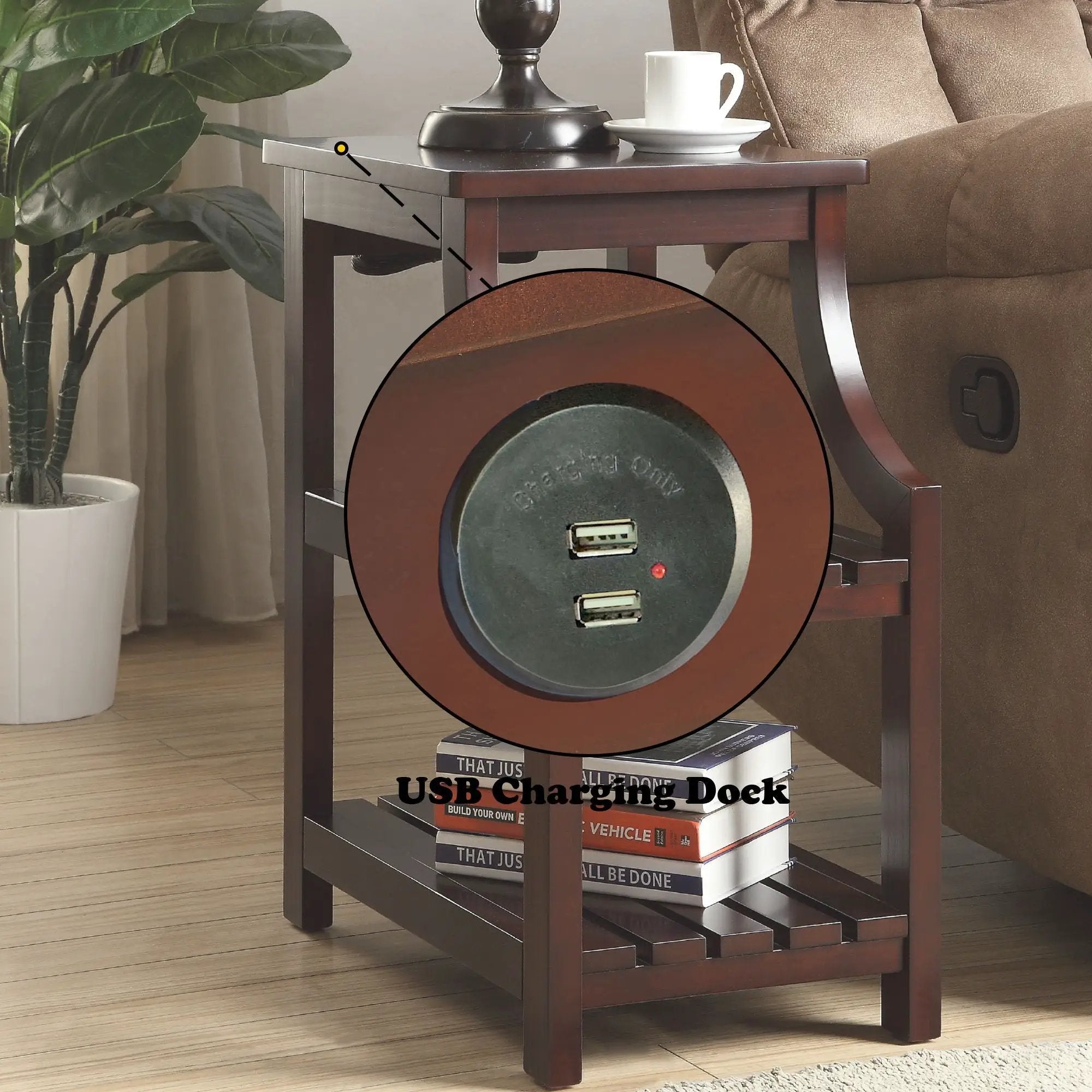 Wasaki - Accent Table With USB - Espresso by HouseOfZazla